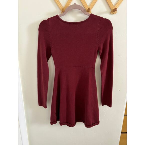 Urban Outfitters Dress Women's Small Maroon Spellbound Mini Knit Long Sleeve - Picture 7 of 7